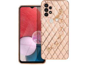 4252021333131 - Schutzhülle Handy Hülle Trend Case mit einer Kette Design Cover kompatibel mit Samsung Galaxy A12 Pink