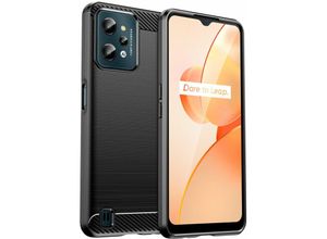 4252021341167 - Silikon Hülle Carbon kompatibel mit Realme C31 Case TPU Soft Handyhülle Cover Schutzhülle Schwarz - Schwarz