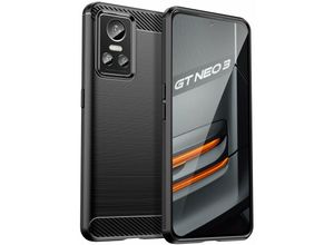 4252021341273 - Silikon Hülle Carbon kompatibel mit Realme GT Neo 3 Case TPU Soft Handyhülle Cover Schutzhülle Schwarz - Schwarz