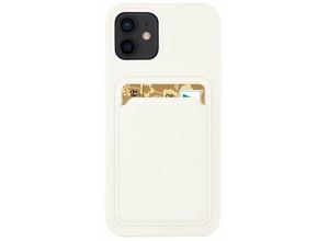 4252021350497 - Card Case Silikon Portemonnaie Handyhülle mit Kartenfach Cover Bumper iPhone 14 Weiß