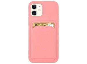 4252021350572 - Card Case Silikon Portemonnaie Handyhülle mit Kartenfach Cover Bumper iPhone 14 Pro Rose