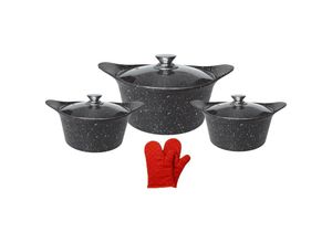 4252021354150 - Cheffinger ASIA Kochtopfset Brattopf 6 tlg Topf Induktion Alu Guss 2 Handschuhe