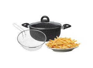 4252021354167 - Frittiertopf 3 tlg Korb Fritteuse Pommes Induktion Sieb Deckel Nudeln - Cheffinger