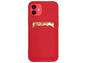 4252021354228 - Card Case Silikon Portemonnaie Handyhülle mit Kartenfach Cover Bumper Samsung Galaxy A04s Rot