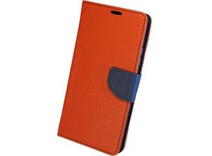 4252021358370 - Buch Tasche Fancy kompatibel mit iPhone 14 Pro Handy Hülle Schutzhülle mit Standfunktion Kartenfach Rot-Blau - Schwarz