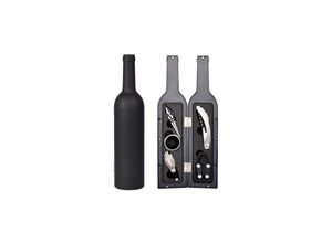 4252021360519 - Cheffinger - 6 Tlg Wein Zubehör Accessoires Set in Flaschenform Korkenzieher Dekantierer