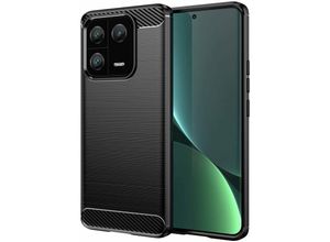 4252021381255 - Markenlos - Carbon Case Hülle kompatibel mit Xiaomi 13 Pro flexible Silikon Carbon Hülle schwarz - Schwarz