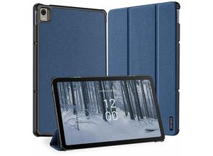 4252021381767 - - Dux Ducis Buch Tasche mit Smart Sleep Standfunktion kompatibel mit Nokia T21 Tablet Hülle Etui Schutzhülle Blau - Schwarz