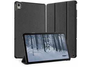 4252021381774 - Dux Ducis Buch Tasche mit Smart Sleep Standfunktion kompatibel mit Nokia T21 Tablet Hülle Etui Schutzhülle Schwarz - Schwarz