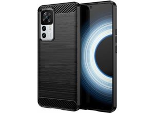 4252021383839 - Markenlos - Carbon Case Hülle kompatibel mit Xiaomi 12T flexible Silikon Carbon Hülle schwarz - Schwarz