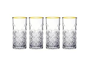 4252021385314 - Timeless 520205 4er Set Wassergläser Lang 365 ml Gläser-Set Saft Cocktailglas gold - Pasabahce