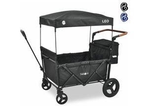 4252023107303 - Fablekids - Bollerwagen Leo X4Plus mit Dach 4 Sitzplätze Faltbarer Transportwagen XXL-Hecktasche 4X 5-Punkt-Gurt 360° Offroad Räder Fußbremse Oxford