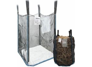 4252023113977 - 1x Premium Holzsack Big Bag 100x100x160 cm mit 4 Schlaufen und Einfüllschürze Tragfähigkeit 1500 kg sf 51 en iso 21898 Säcke für Bauschutt Holz