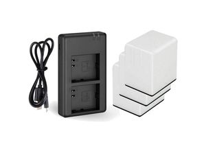 4252023271301 - Trade-shop - 2-fach Duo Ladegerät für Arlo Go Li-Ion Akkus wie A-2 + 3x Akku 3000mAh - ersetzt DU-A1 DU-A2   Ladestation mit Micro-USB Kabel