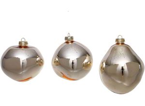 4255572244000 - Weihnachtsbaumkugel Birdelle glänzend Weihnachtsdeko Christbaumschmuck Christbaumkugeln Weihnachtsbaumkugeln beige (champagnerfarben) Weihnachtskugeln Baumkugeln in organischer Form Ø 10 cm organische Kugeln aus Glas