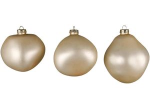 4255572249456 - Weihnachtsbaumkugel Birdelle matt Weihnachtsdeko Christbaumschmuck Christbaumkugeln Weihnachtsbaumkugeln beige (champagnerfarben matt) Weihnachtskugeln Baumkugeln in organischer Form Ø 10 cm organische Kugeln aus Glas