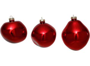 4255572271631 - Leonique Weihnachtsbaumkugel Birdelle glänzend Weihnachtsdeko Christbaumschmuck Christbaumkugeln (12 St) Baumkugeln in organischer Form Ø ca 6 cm organische Kugeln aus Glas rot