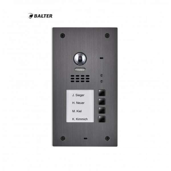 4255573302099 - BALTER EVIDA RFID Edelstahl-Türstation 2-Draht BUS 170° Ultra-Weitwinkelkamera Graphit 4 Familienhau