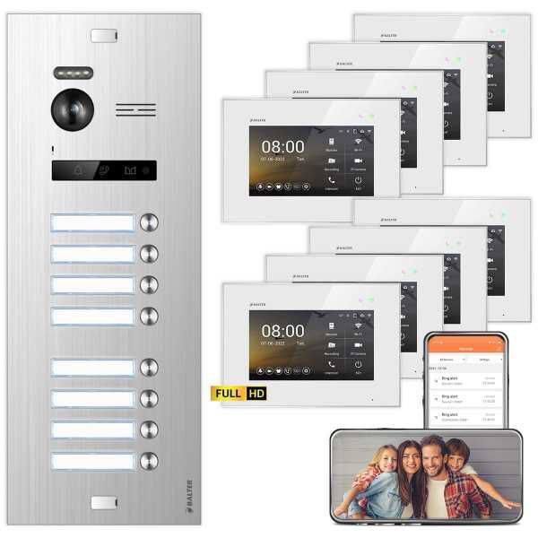 4255573307957 - BALTER EVO HD Video Türsprechanlagen Silber Weiss 8 Familienhaus Set 8x 7 LCD Monitor WiFi