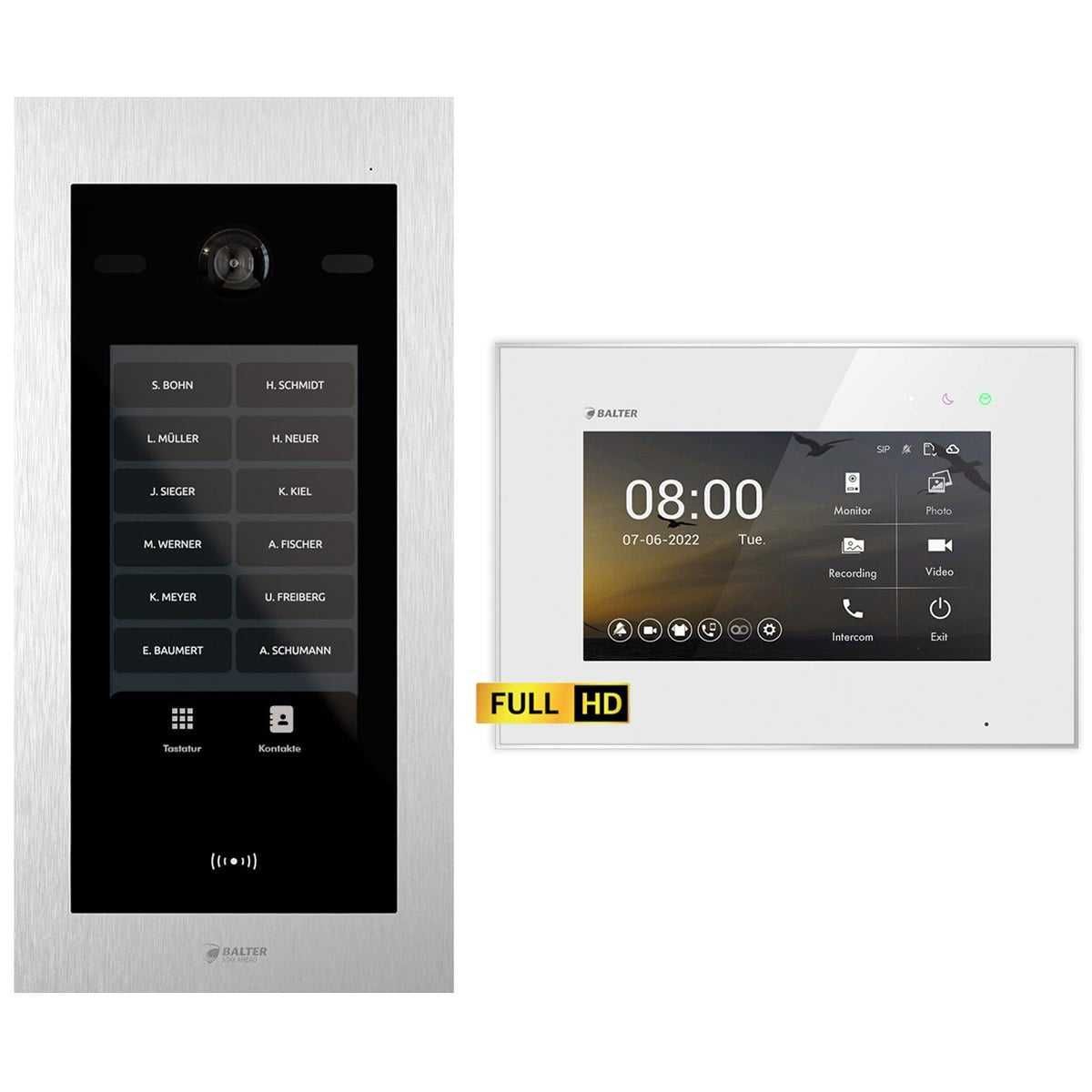 4255573310698 - BALTER EVO HD Touch 7 Video Türsprechanlage Silber Weiß für bis zu 1000 Familienhaus Set 1x 7 LCD Mo