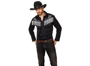 4255578903659 - Cowboy-Hemd mit Fransen schwarz weiß