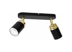 4255596618764 - Licht-erlebnisse - Deckenspot 2-flammig GU10 in Schwarz Gold Metall verstellbar Modern Wohnzimmer evie - Schwarz Gold