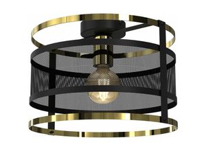 4255596618856 - Licht-erlebnisse - Deckenleuchte Schwarz E27 ø 30 cm rund Metall Modern Deckenlampe - Schwarz Gold