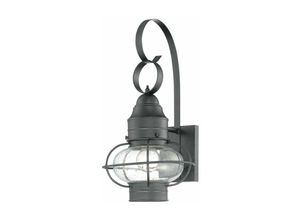 4255596623706 - Licht-erlebnisse - Außenleuchte Wandlampe Vintage E27 h 45 cm Schwarz Laterne Haus Garten außen - Schwarz matt