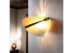 4255596623744 - Licht-erlebnisse - Wandleuchte Glas Rustikal b 32 cm Halbrund Schale in Orange Bronze Wandlampe Flur Treppe
