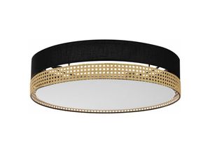 4255596626820 - Licht-erlebnisse - Deckenlampe rund ø 45 cm Stoff Rattan 3x E27 Boho Deckenleuchte - Schwarz Natur