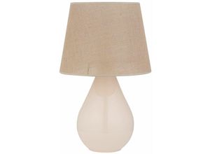 4255596629272 - Licht-erlebnisse - Tischleuchte Braun Creme Glas Stoff 67 cm Modern E27 Nachttischlampe - Ecru Braun