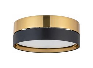 4255596629425 - Licht-erlebnisse - Deckenleuchte Schwarz Gold blendarm Metall Stoff rund ø 45 cm 3x E27 Deckenlampe Wohnzimmer Schlafzimmer - Schwarz Gold