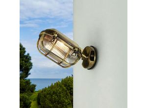 4255596649836 - Licht-erlebnisse - Wandlampe außen Glas Messing Wandleuchte außen Hof - Messing Antik