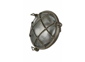 4255596649850 - Außenwandlampe IP64 Schwarz E27 Glas Messing Ø 21 cm Maritim Außenlampe Wand Terrasse - Schwarz Antik