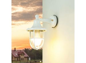 4255596650047 - Licht-erlebnisse - Außenleuchte Wand Garten IP64 Weiß E27 Maritim Messing massiv Glas Außenwandleuchte santorin - Weiß