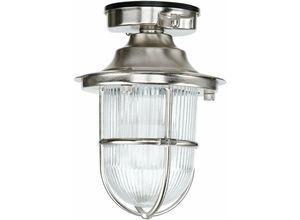 4255596650085 - Licht-erlebnisse - Außenlampe Messing IP54 Nickel E27 ø 16 cm Maritim Deckenleuchte außen Haus - Nickel matt