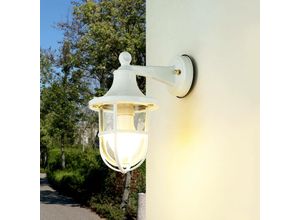 4255596651242 - Wandlampe außen IP64 Weiß E27 Glas Echt-Messing Maritim Außenleuchte - Weiß