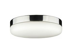 4255596652447 - Licht-erlebnisse - Deckenlampe Bad ø 32 cm rund 2x E27 blendarm Chrom Weiß Metall Glas Deckenleuchte Badezimmerleuchte - Chrom Weiß