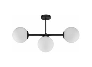 4255596652522 - Licht-erlebnisse - Deckenlampe 3-flammig b 67 cm E27 Glas Metall Modern Schwarz Weiß Deckenleuchte Wohnzimmer - Schwarz Weiß