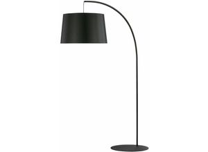 4255596652591 - Licht-erlebnisse - Stehleuchte gebogen 200 cm hoch Stoffschirm Schwarz E27 Stehlampe Wohnzimmer - Schwarz