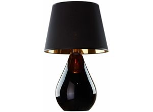 4255596652645 - Licht-erlebnisse - Tischleuchte Stoff Glas Schwarz Gold E27 66 cm Modern Tischlampe Wohnzimmer Schlafzimmer Nachttischlampe - Schwarz Gold