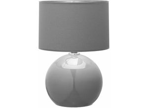 4255596652843 - Licht-erlebnisse - Tischleuchte E27 54 cm Grau Graphit Stoff Glas Tischlampe Schlafzimmer Wohnzimmer - Grau Graphit