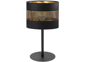 4255596653079 - Licht-erlebnisse - Tischleuchte Schwarz Gold 39 cm Stoff Metall E27 Tischlampe Nachttischlampe - Schwarz Gold