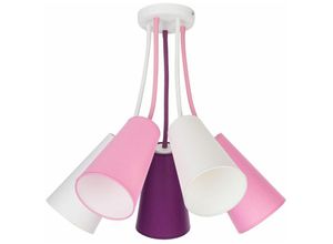 4255596653406 - Licht-erlebnisse - Deckenleuchte Kinderzimmer Rosa Lila Weiß Stoff 5-flammig E27 Kinderlampe - Weiß Mehrfarbig