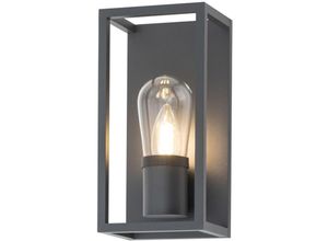 4255596661234 - Licht-erlebnisse - Außenlampe Wand Aluminium Glas 25 cm hoch IP54 Graphit E14 eckig Modern Wandlampe außen