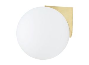 4255596661494 - Licht-erlebnisse - Wandleuchte Metall Glas G9 IP44 h 165 cm in Messing Weiß rund Kugelschirm Modern