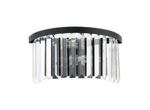 4255596662323 - Licht-erlebnisse - Wandlampe Metall Glas E14 32 cm breit Schwarz 2-flammig rund Art Déco Kristall Wandleuchte