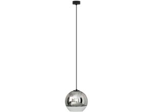 4255596663153 - Licht-erlebnisse - Pendelleuchte Metall Glas d 20 cm rund h max 145 cm Schwarz Chrom E27 Kugel Schirm Modern