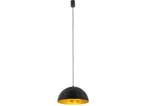 4255596663245 - Licht-erlebnisse - Hängeleuchte Metall ø 33 cm h max 125 cm in Schwarz Gold matt E27 rund Vintage Design Hängelampe