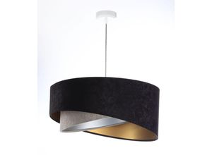 4255596668219 - Licht-erlebnisse - Pendelleuchte Stoff ø 50 cm h max 102 cm in Weiß Schwarz Gold Grau Silber E27 rund Modern 4255596668219 - Licht-erlebnisse - Pendelleuchte Stoff ø 50 cm h max 102 cm in Weiß Schwarz Gold Grau Silber E27 rund Modern
